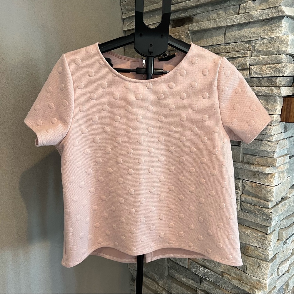 W5 soft Pink Textured womens sweater top size large